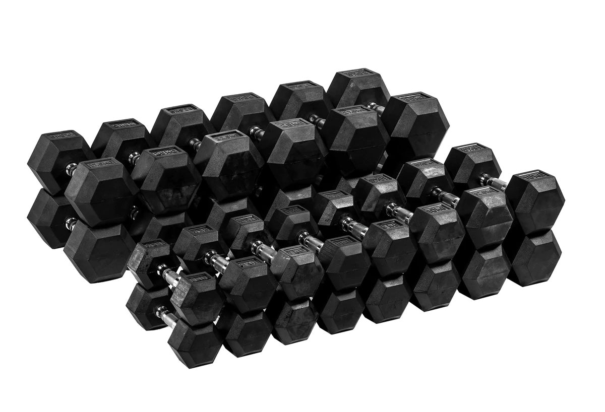 1-20kg Rubber Hex Dumbbell (2.5KG INCREAMENTS)